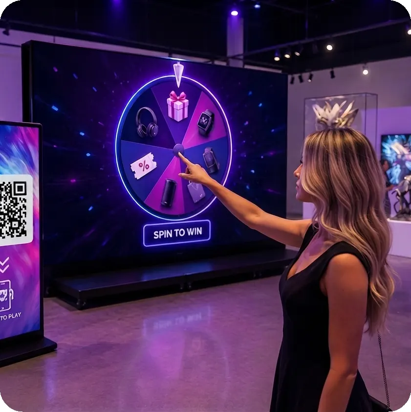 Digitales Glücksrad auf LED-Screen